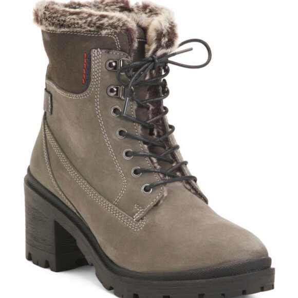 NEW ERIC MICHAEL Suede Waterproof Phyllis Heel Booties Dark Grey for women 364mn - Picture 8 of 8